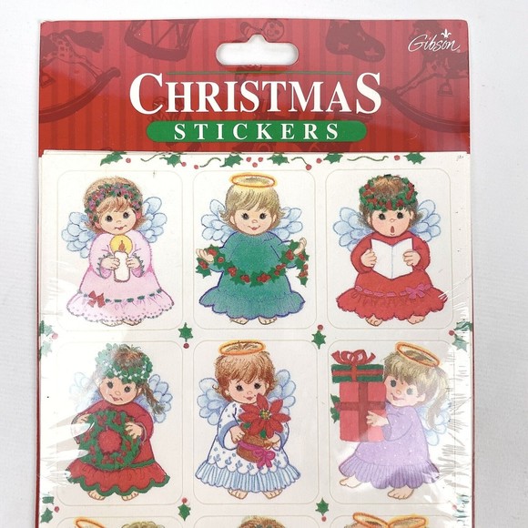 VTG 90s Gibson Christmas Sticker Packs Set of 3 NEW SEALED - Nativity & Angels - Picture 10 of 14